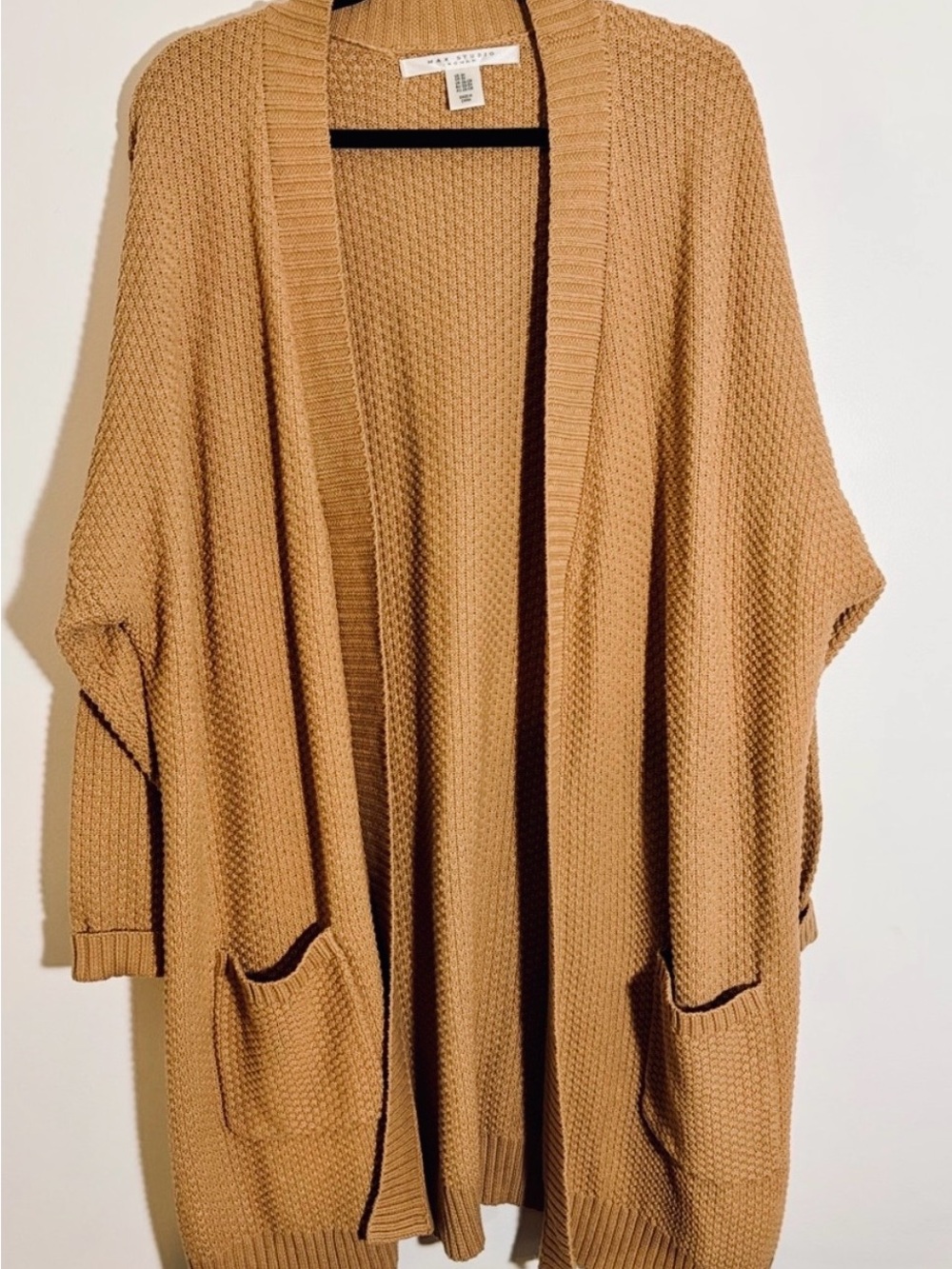 Max Studio Camel Knit Fall Winter Cardigan Sweater Cotton Blend Plus Size 3x